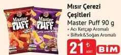 MASTER NUT PUFF MISIR ÇEREZİ ÇEŞİTLERİ 90 G fiyat ve kampanya bilgisi